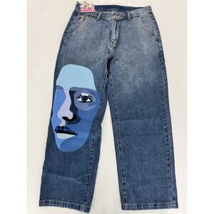 Kid Super Studios Blue Face Jeans size 32 NWT!